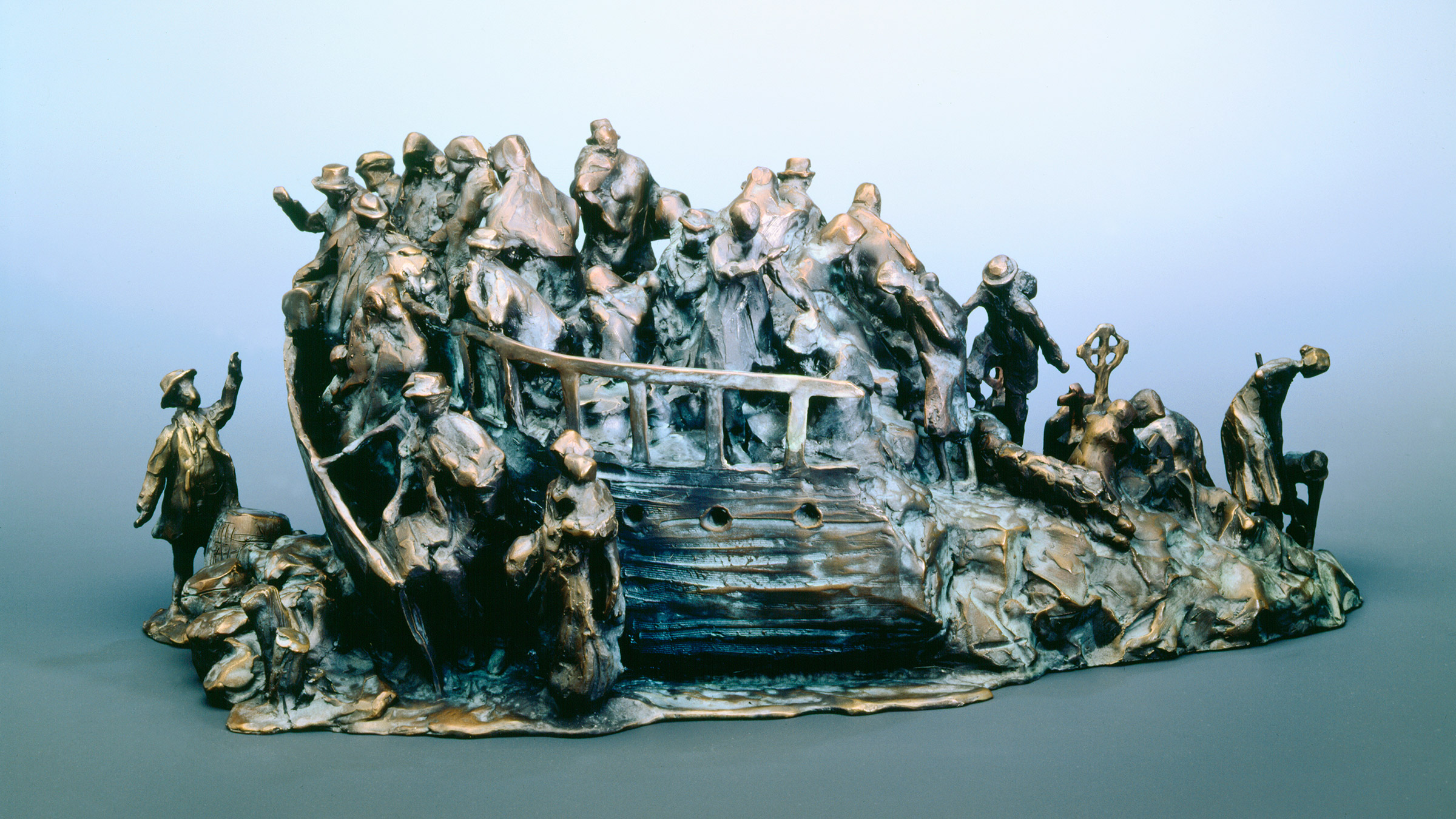 A photo of the sculpture entitled "Irish Famine Memorial Maquette" by the artist Glenna Goodacre